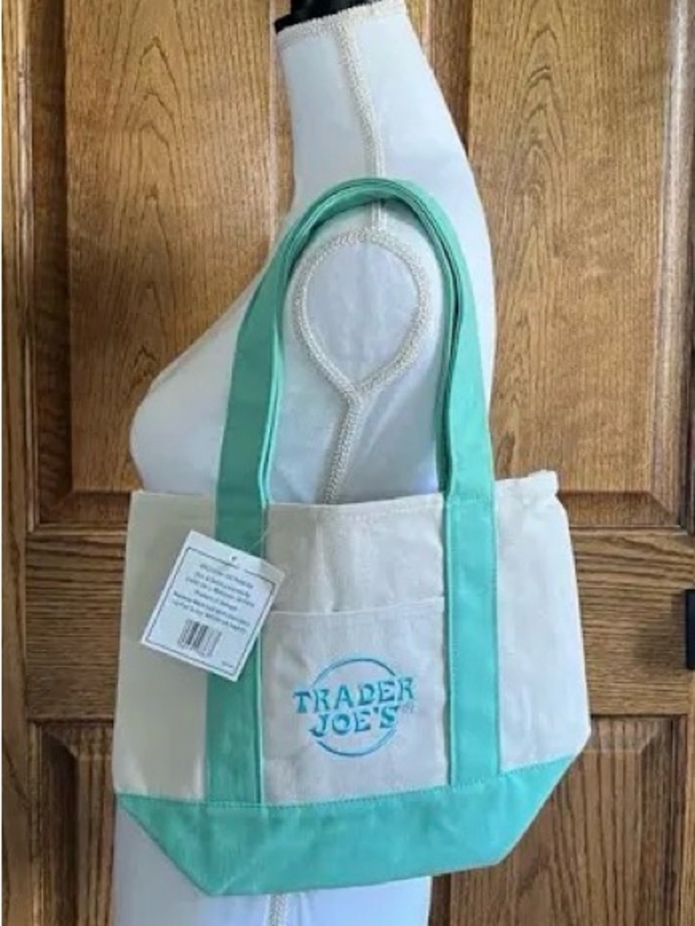 Canvas Tote Bag with Mint Accents